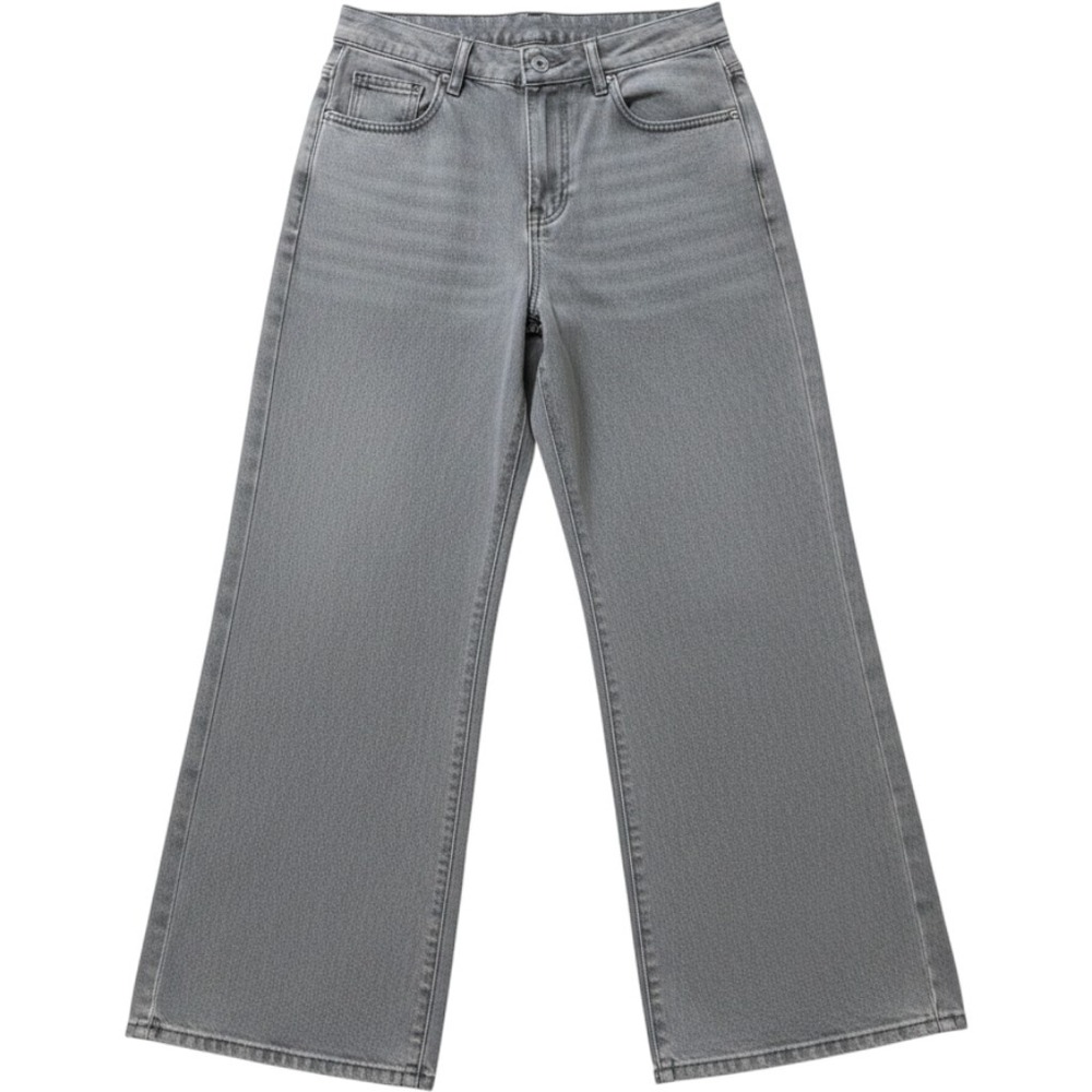 FME Women Light Gray Wide Leg High Waisted Denim Jeans‎ Style N03 Size Medium